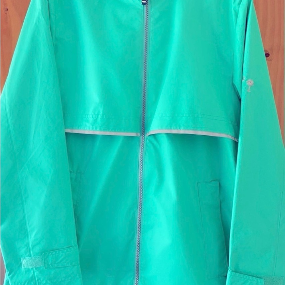 Palmetto Moon Green Hooded Embroidered Full-Zip Rain Jacket — Women’s M